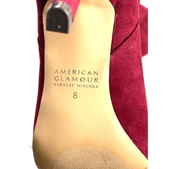 Badgley Mischka Merlot Grommet Trimmed Suede Booties Size 8 - Picture 6 of 6
